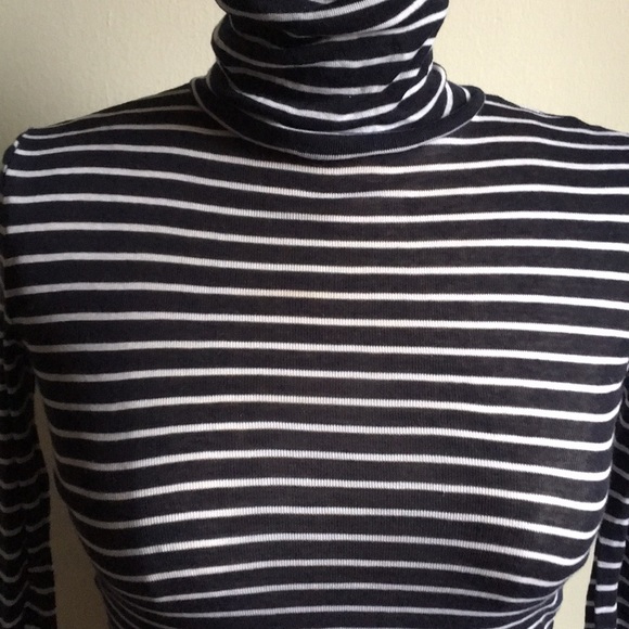 J Crew  XXS Navy Blue and White Turtle Neck - Picture 2 of 8
